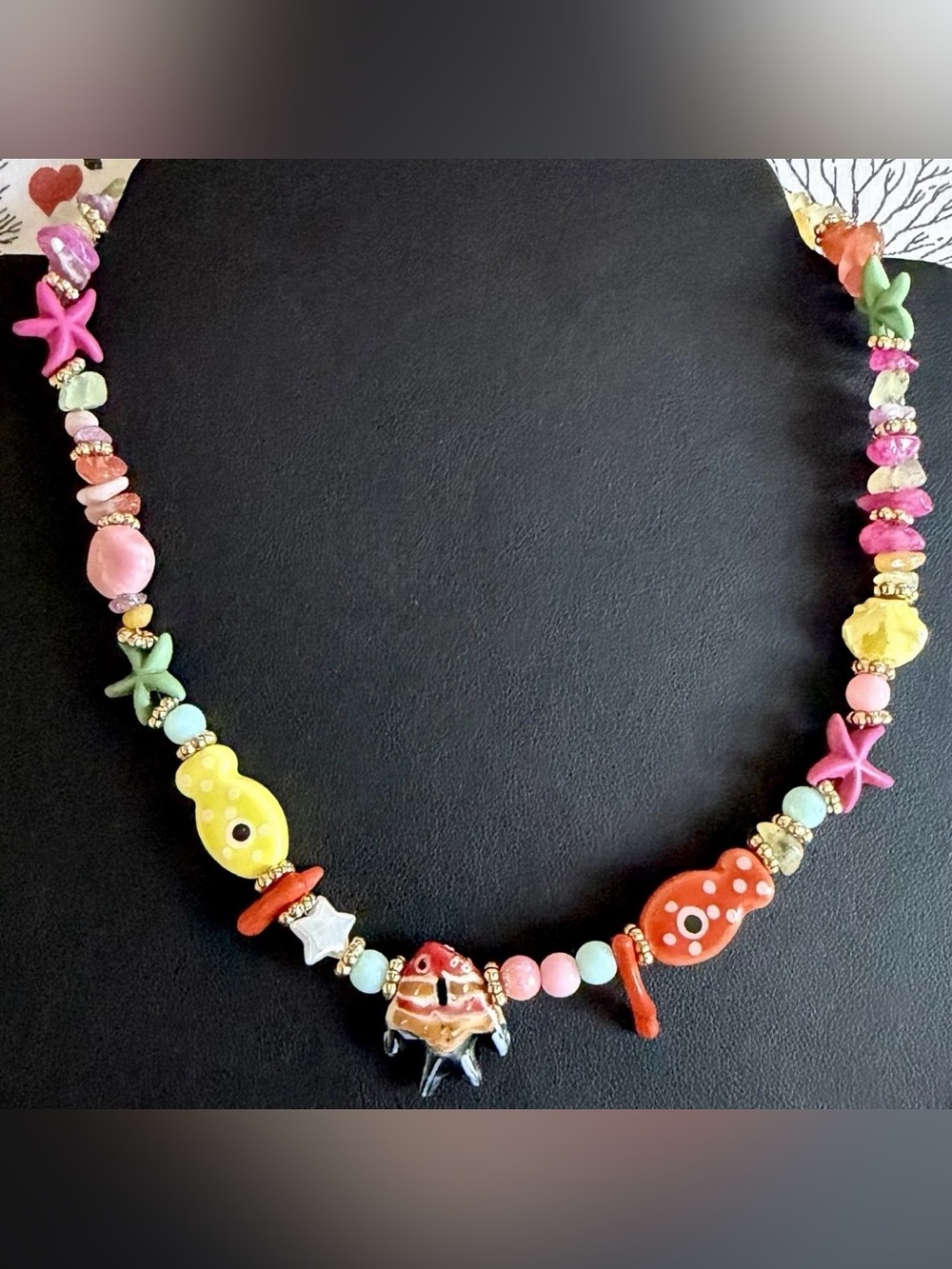 Colorful Ocean Themed Mixed Media “Kidcore” Necklace 🪸🐠🪸⭐️